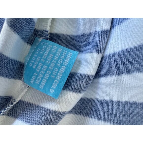 J.McLaughlin Navy & White Striped Tunic Top With Embroidered Trim - Size S - Picture 5 of 7